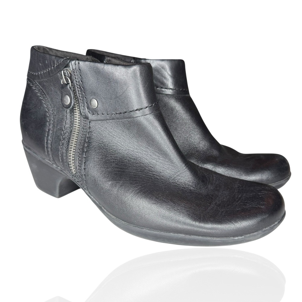 Clarks Bendables Women's Size 11 Ingalls Thames Black Leather Ankle‎ Boots Zip